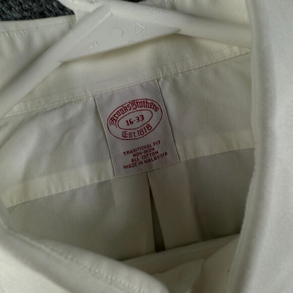 Brooks Brothers Men Non Iron Button Up Shirt Long Sleeve White 16 33 Traditional - Picture 7 of 16